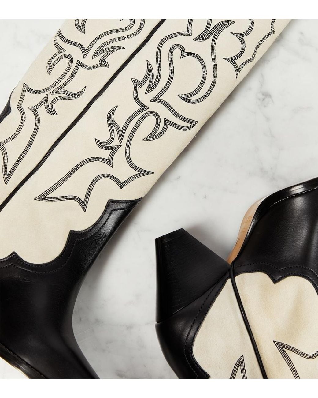 Isabel Marant Natural Leila Leather And Suede Cowboy Boots