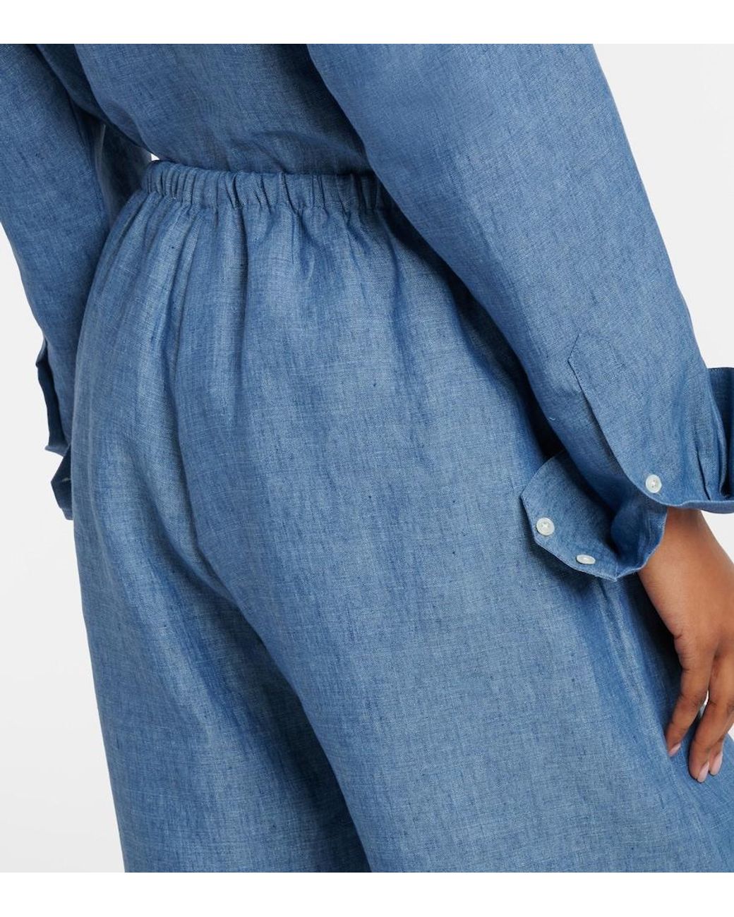 Rohe Blue Linen Wide-Leg Pants
