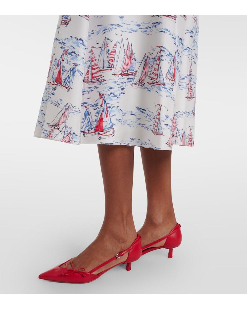 Emilia Wickstead White Khloe Printed Wool Midi Dress