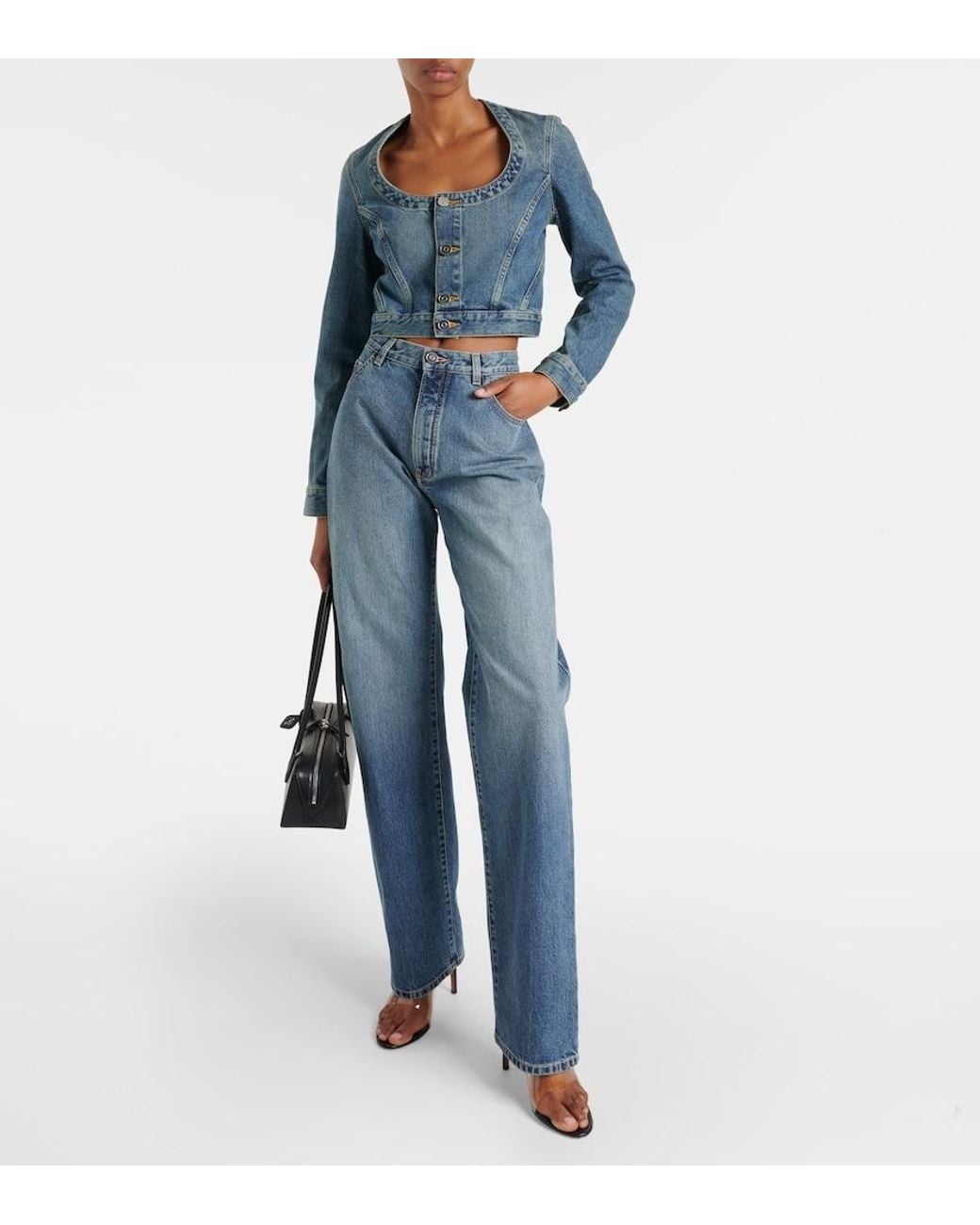 Alaïa Blue Cropped Denim Jacket