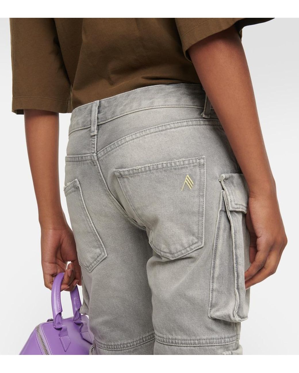 The Attico Gray Essie Denim Cargo Pants