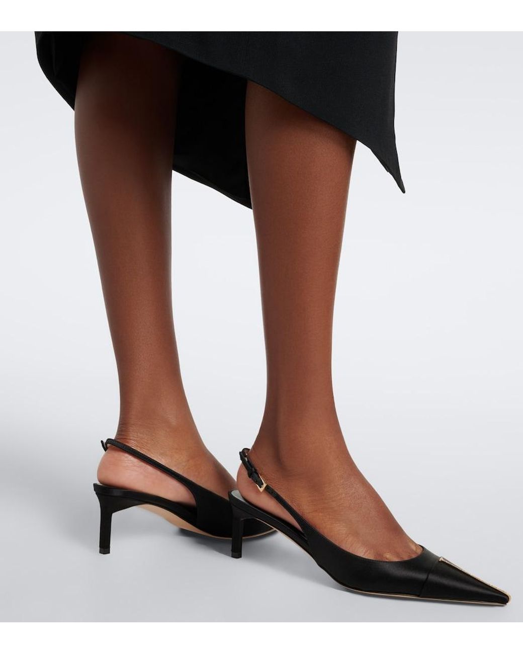 Tom Ford Black Satin Slingback Pumps