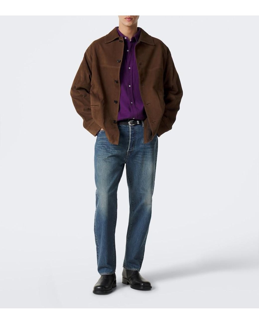 A.PRESSE Brown Leather Jacket for men