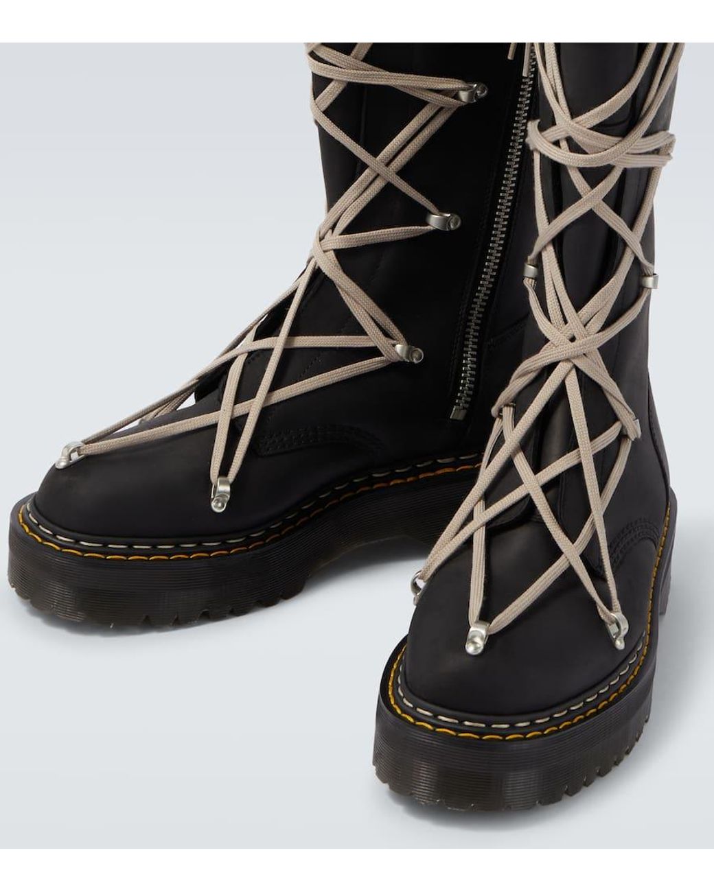 Rick Owens X Dr. Martens 1B60 Quad Sole Pentalace Knee-High Boots