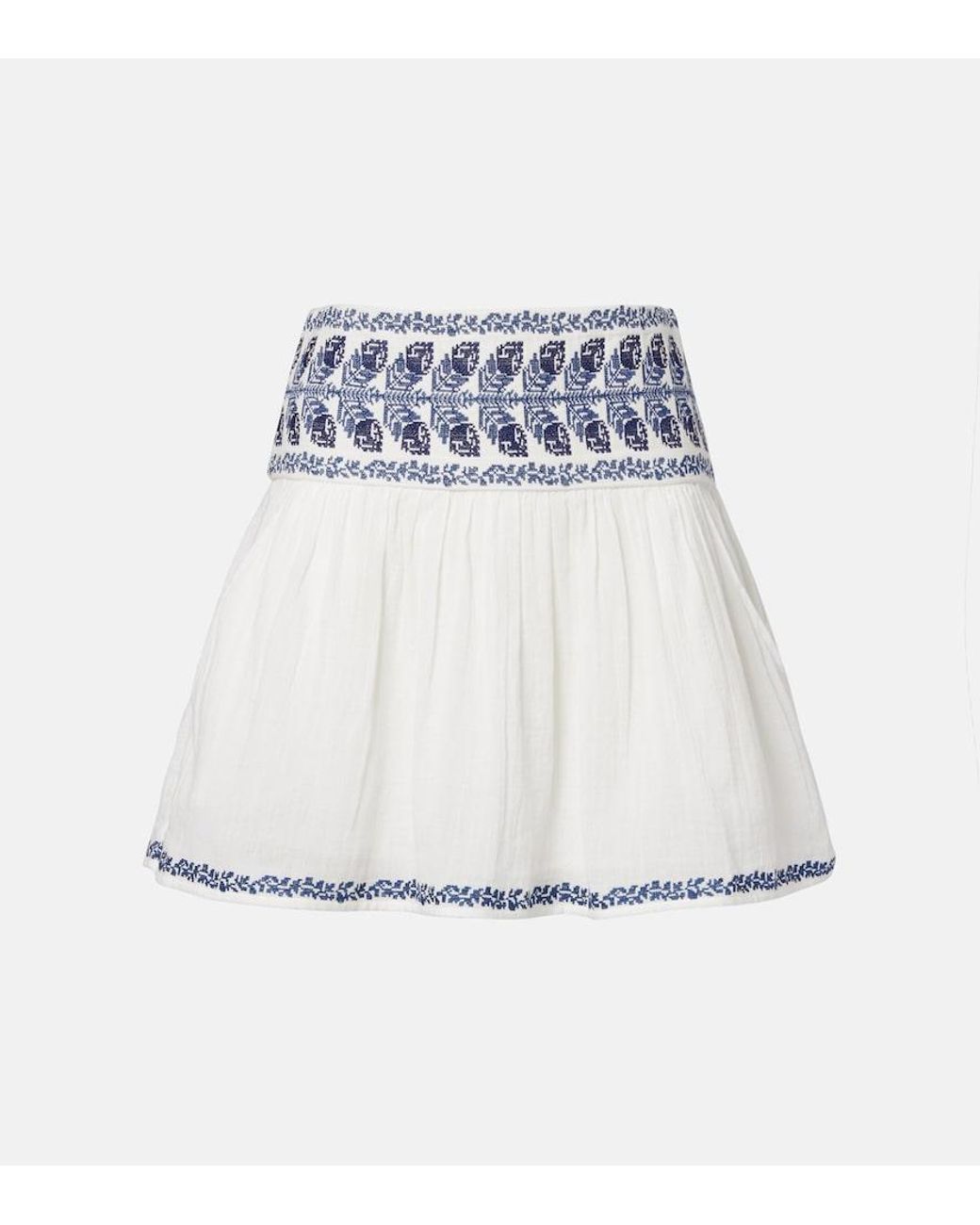 Isabel Marant White Picadilia Embroidered Cotton Miniskirt