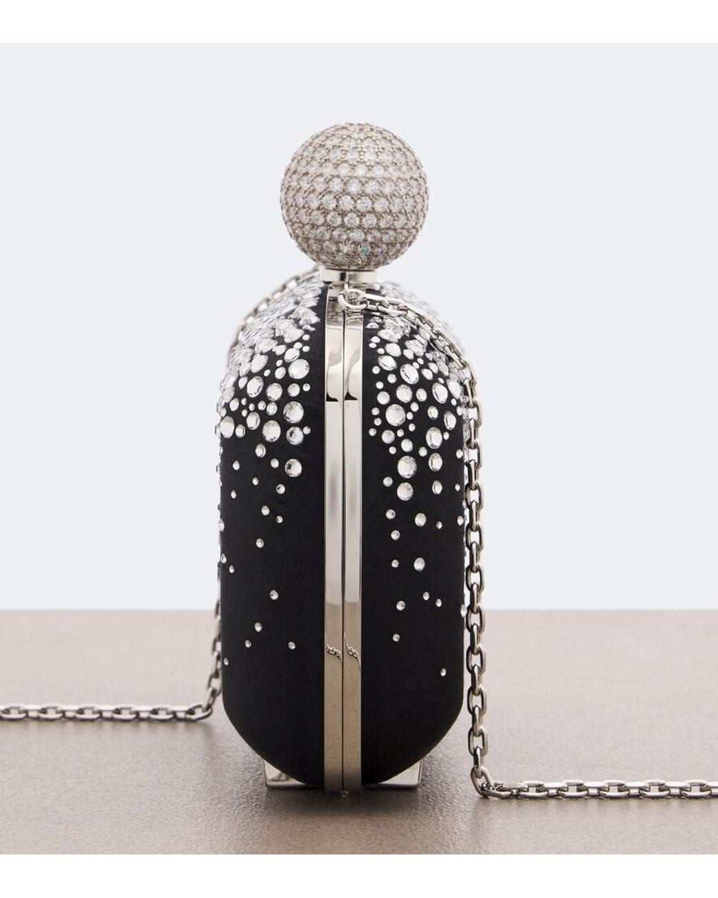 Roger Vivier Black Vivier Marlene Embellished Satin Clutch