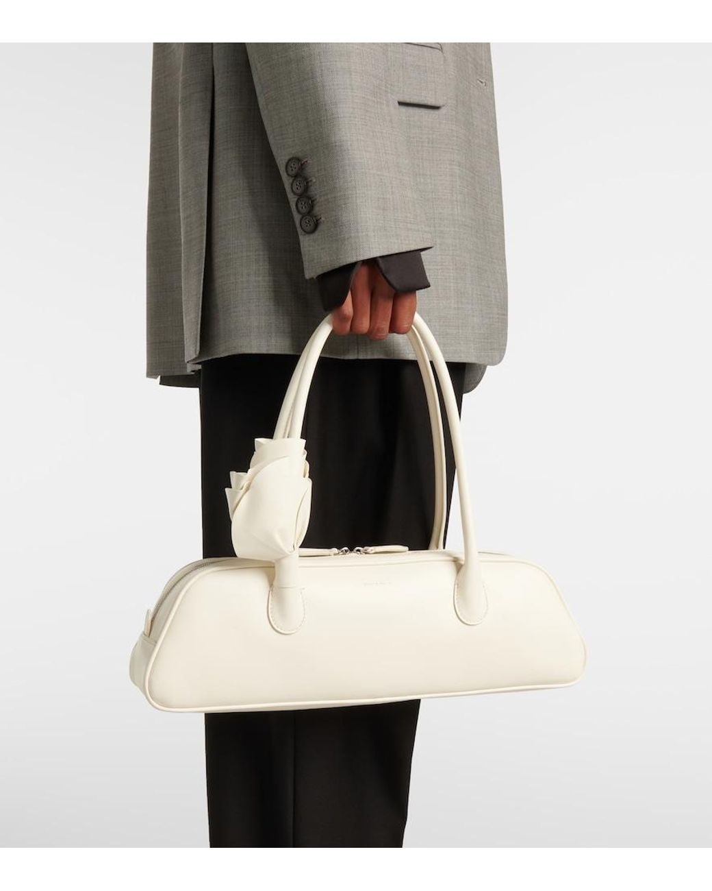 Magda Butrym White Brigitte Floral-Applique Leather Shoulder Bag