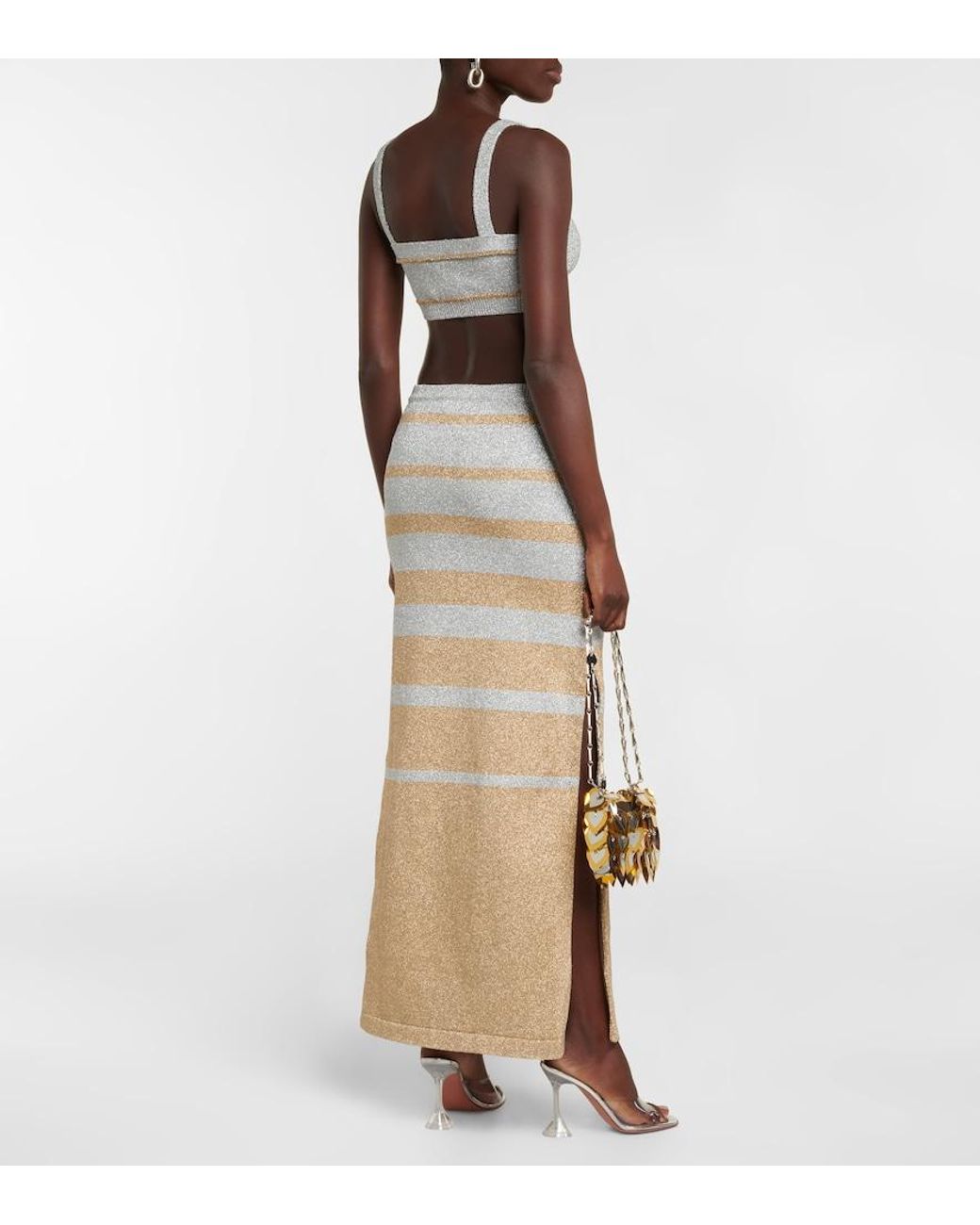 Rabanne Gray Metallic Knit Crop Top