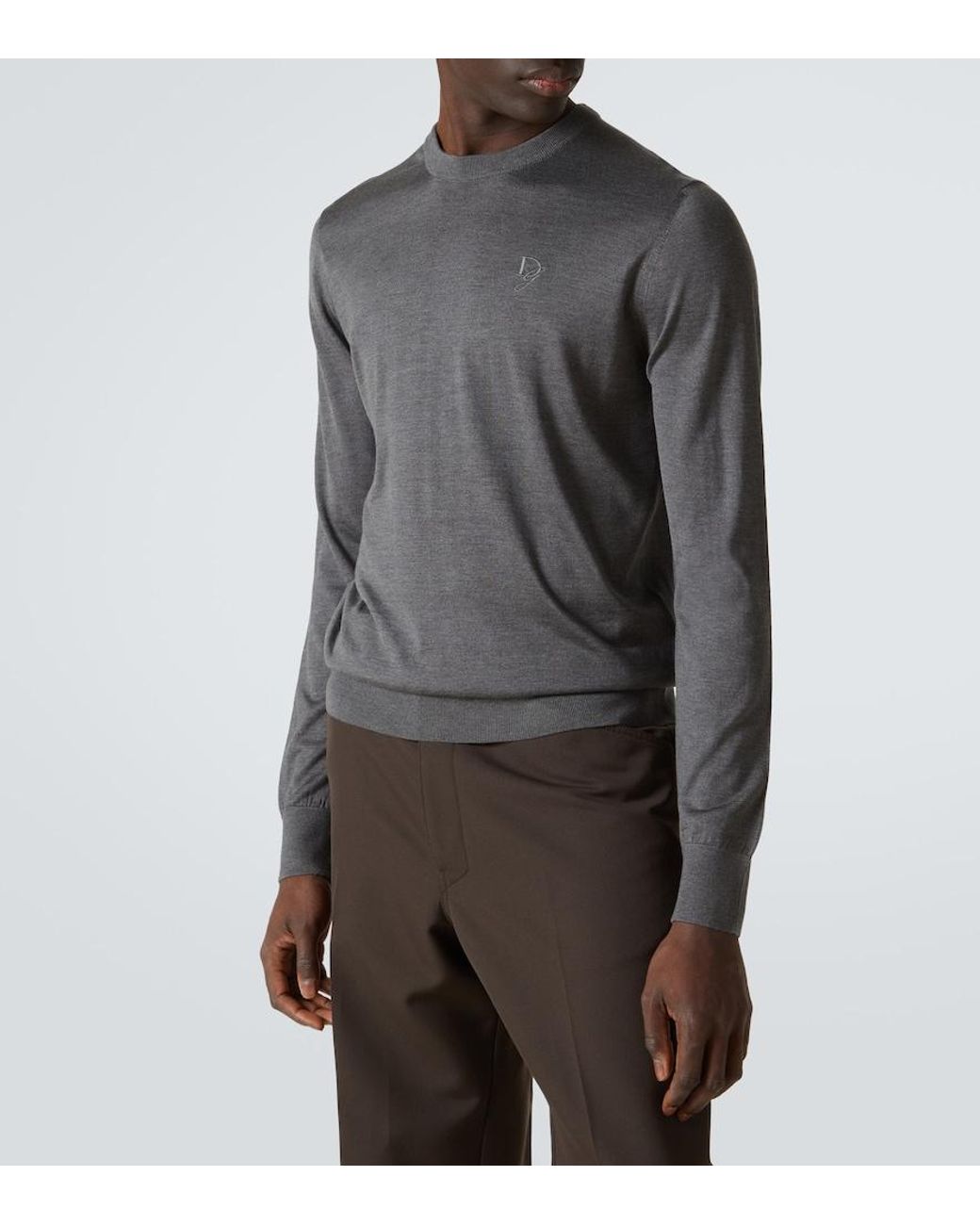 Dolce & Gabbana Gray Logo Silk Sweater for men