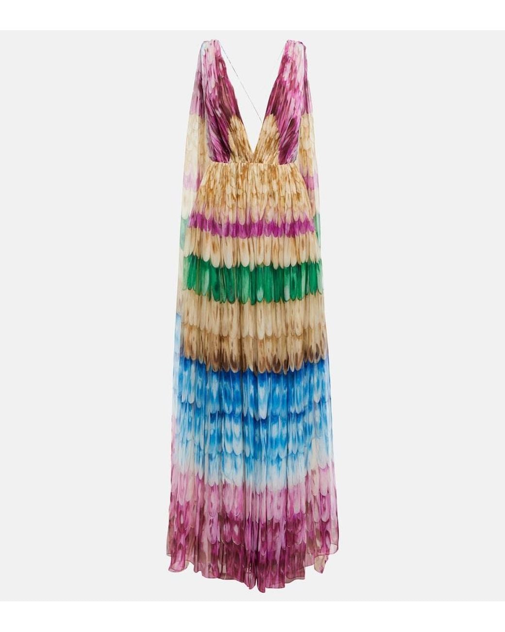 Valentino White Silk V-neck Maxi Gown