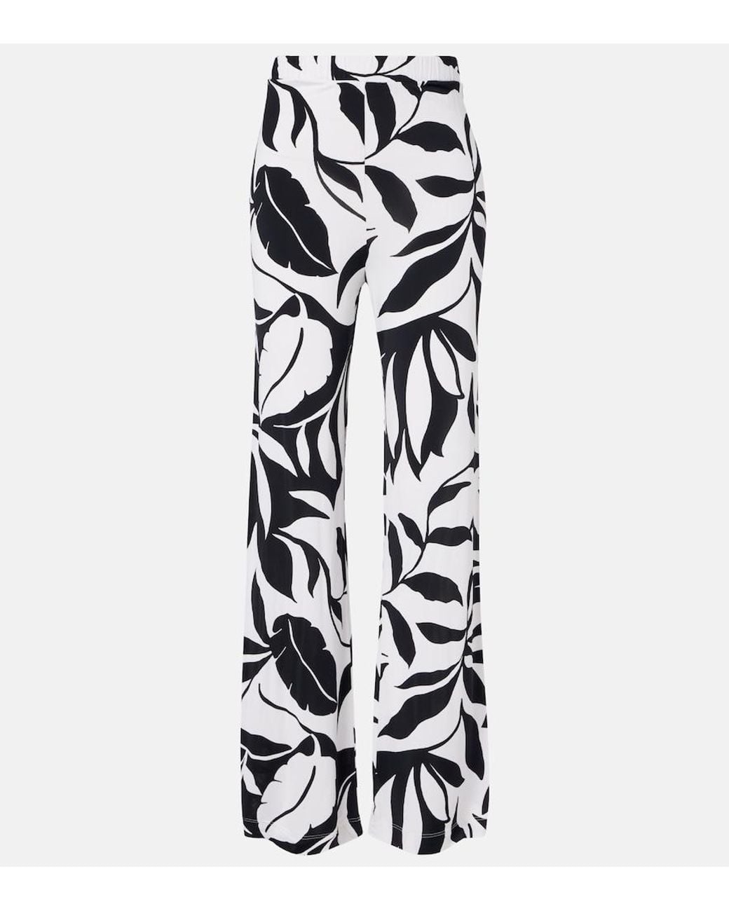 Max Mara White Abate Printed Wide-Leg Pants