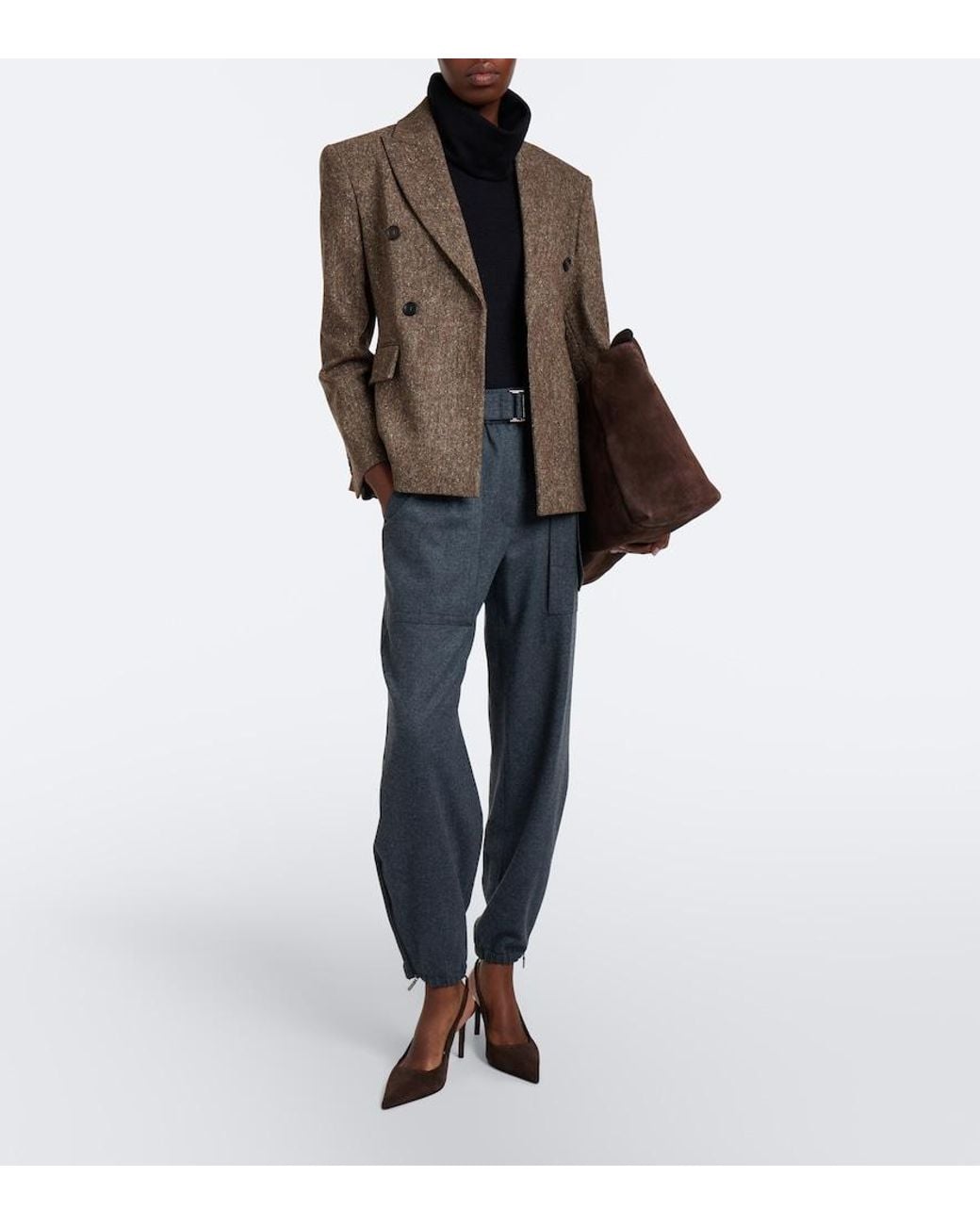 Brunello Cucinelli Black Knitted Wool-Blend Top