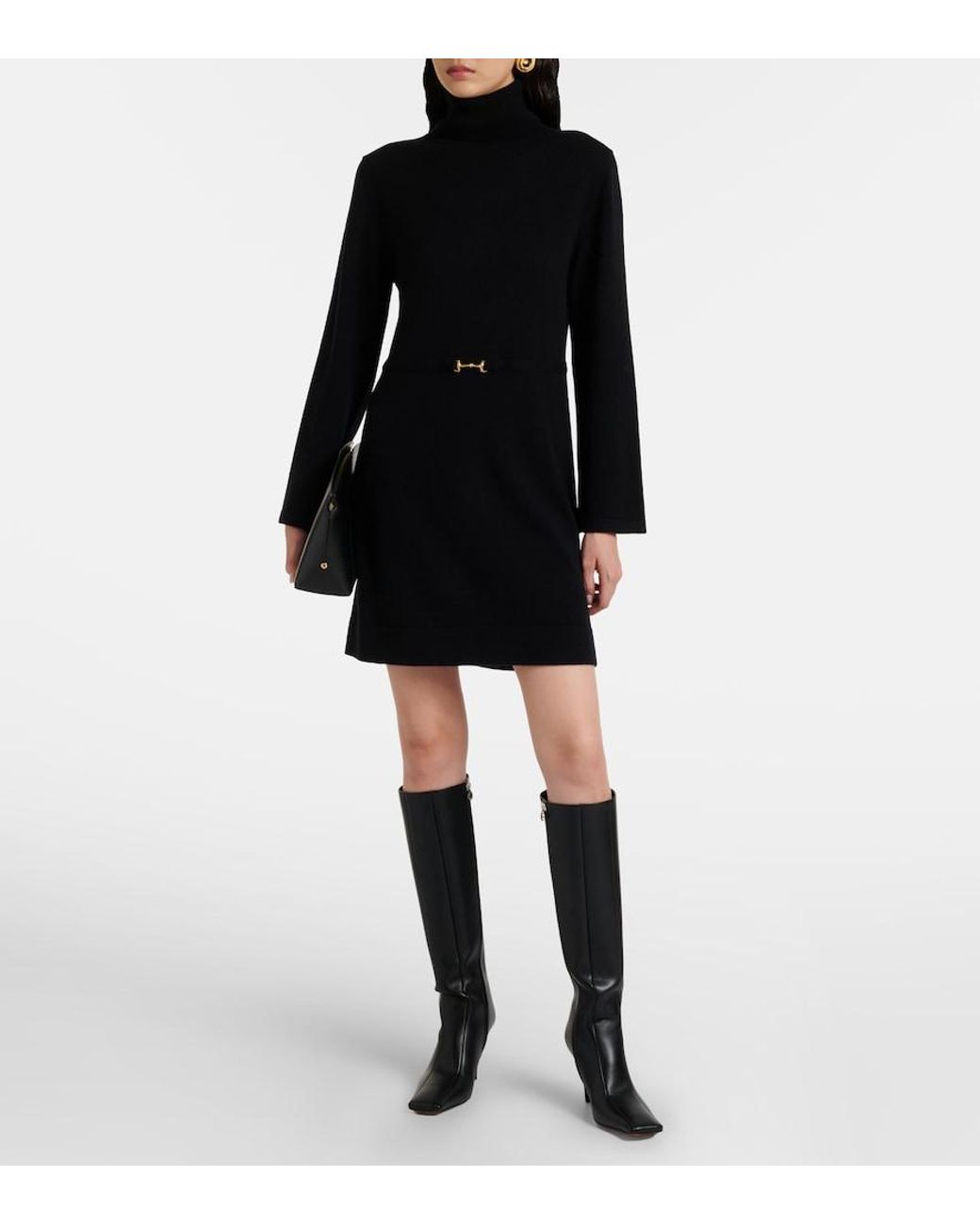 Rixo Black Elliette Wool And Cashmere Minidress