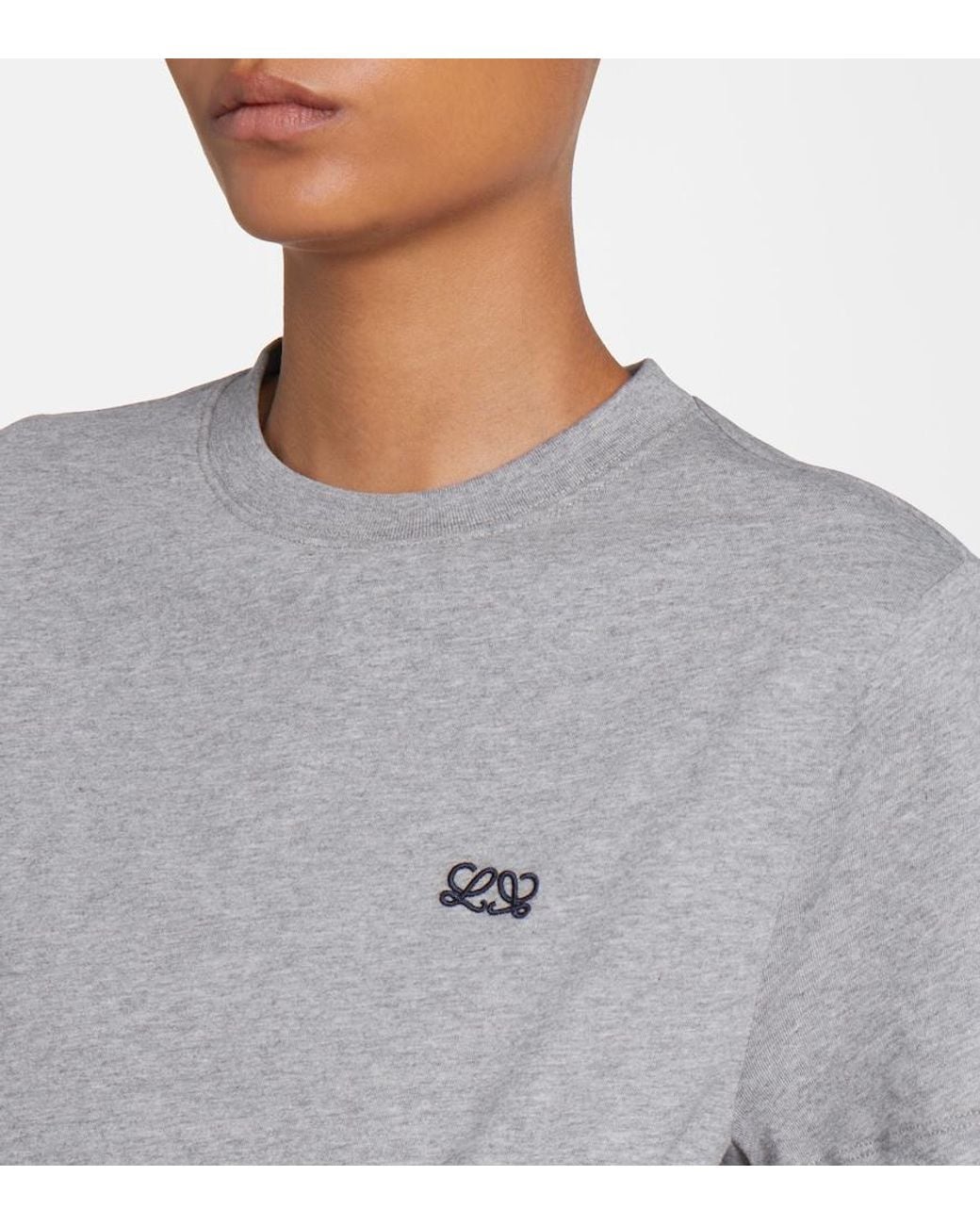 Loewe Gray Double L Draped Cotton Jersey T-Shirt