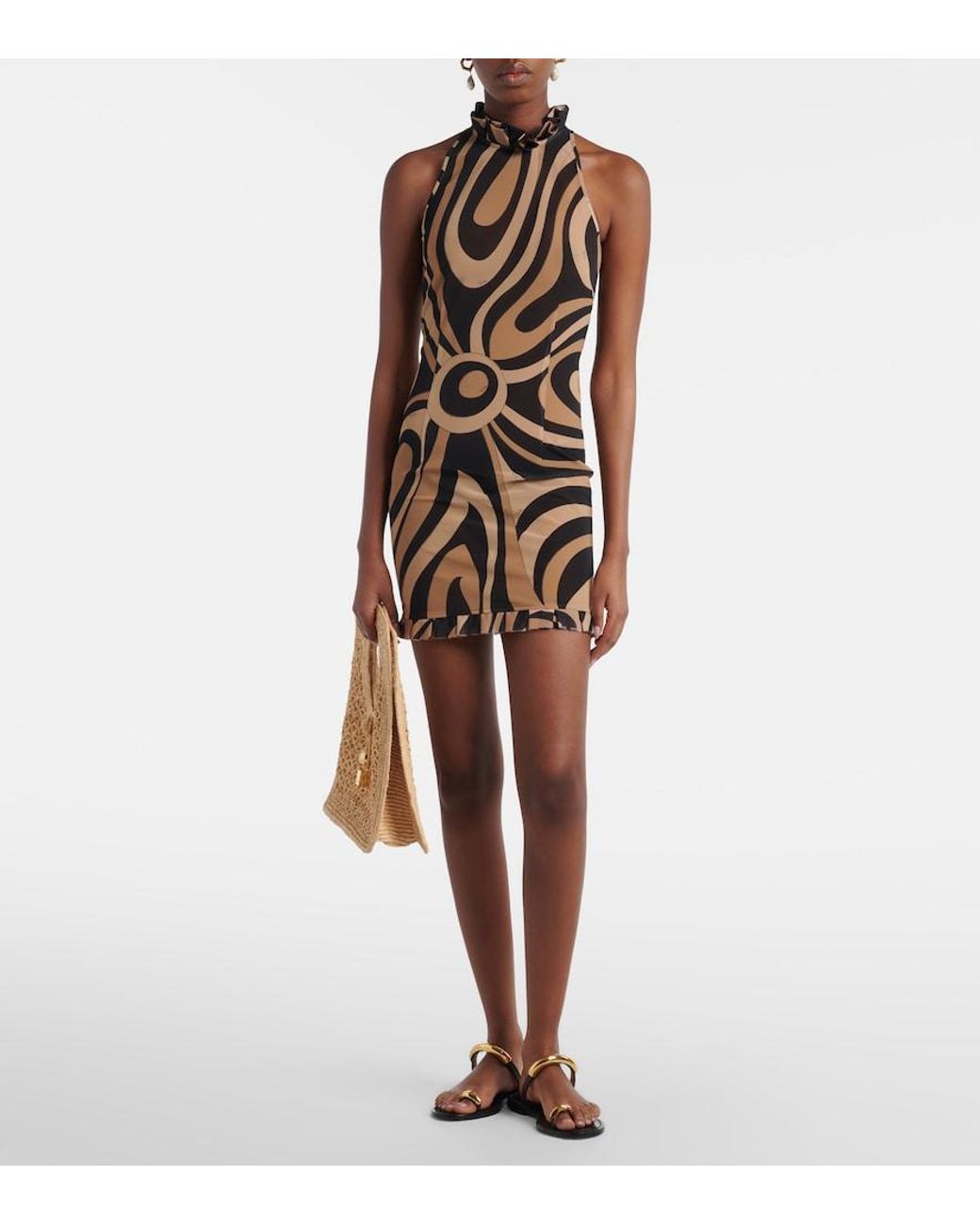Emilio Pucci Natural Marmo Ruffled Minidress