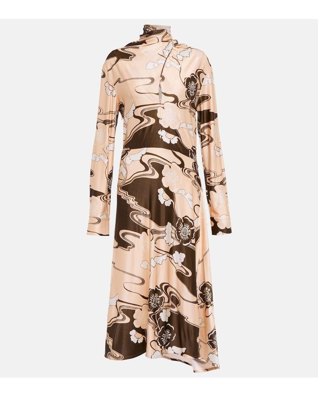 Jil Sander Natural Printed Midi Dress