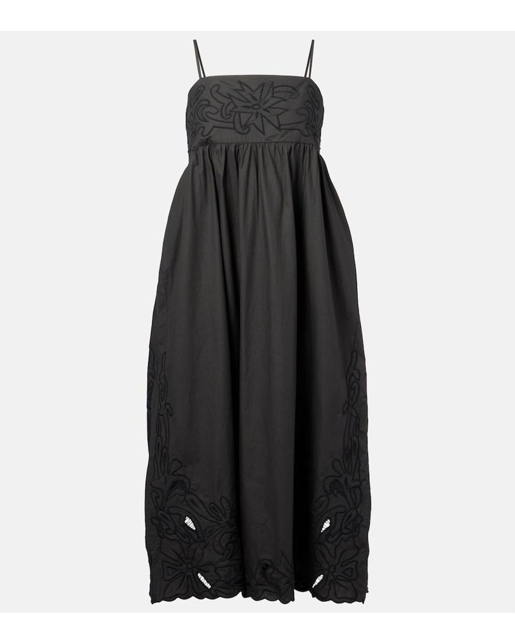 Juliet Dunn Black Floral Embroidered Cotton Minidress