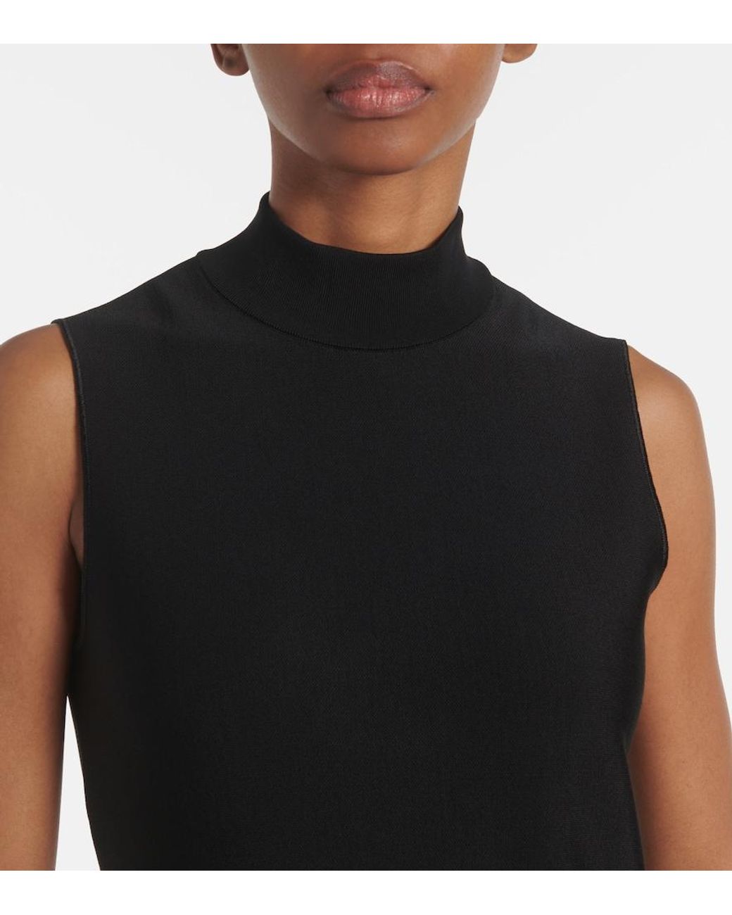 Alaïa Black Pleated Turtleneck Top