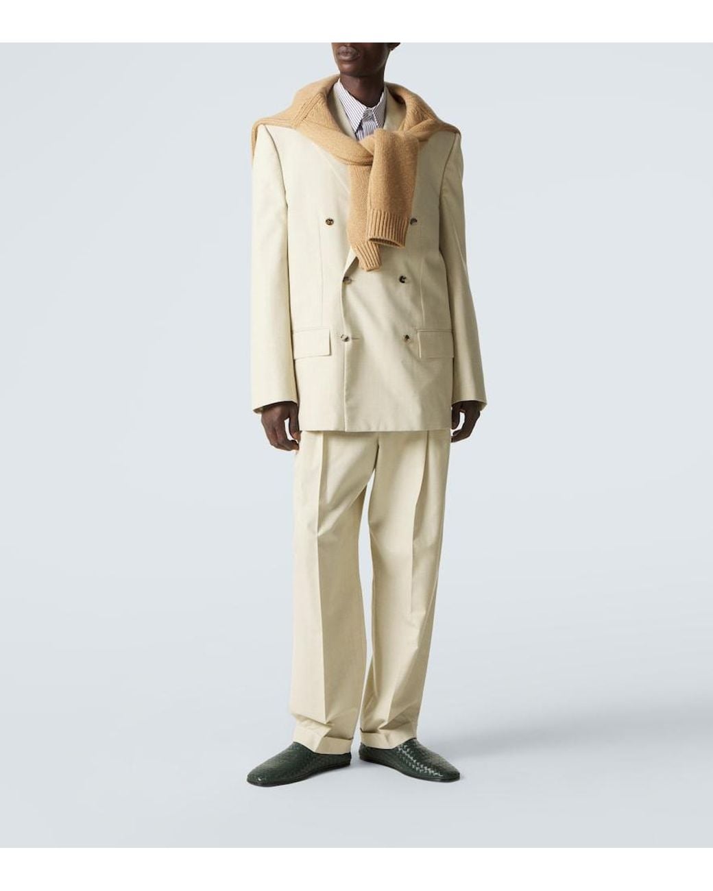 Bottega Veneta Natural Wool And Cotton Gabardine Suit Pants for men