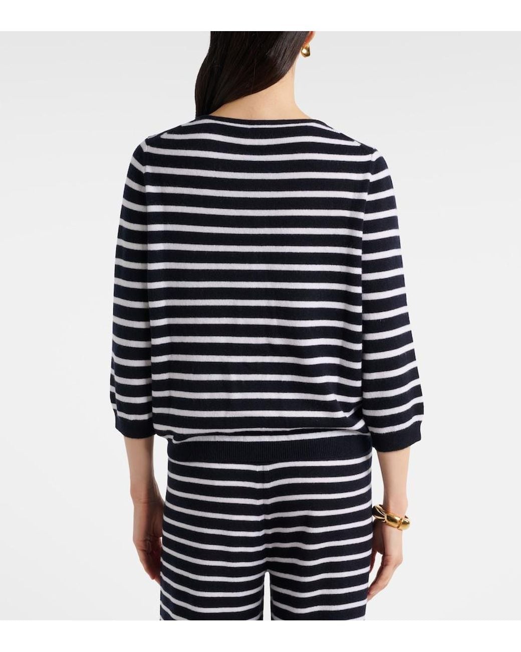 Jardin Des Orangers Blue Striped Cashmere Cardigan