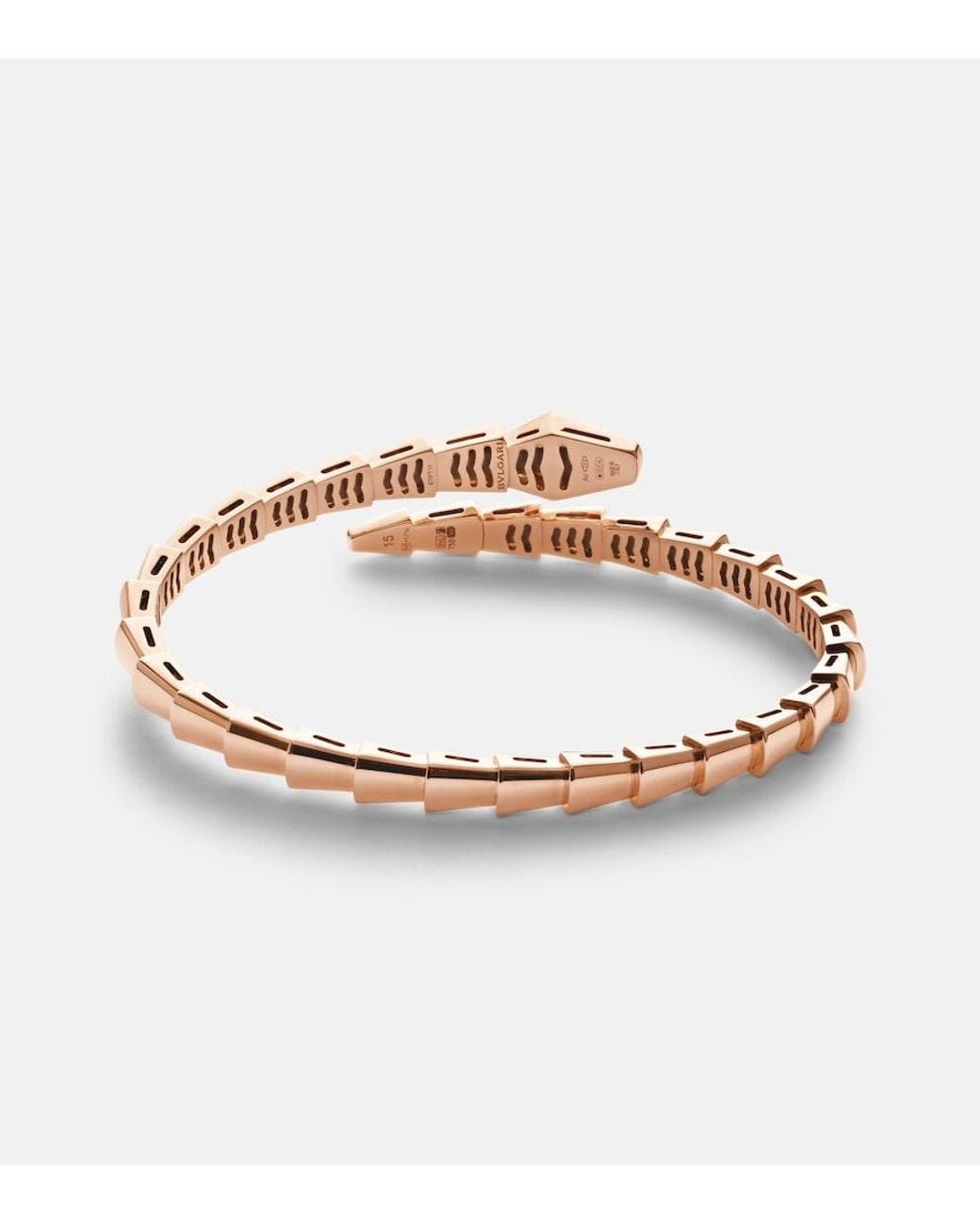 BVLGARI White Serpenti Viper 18Kt Rose Bangle With Diamonds