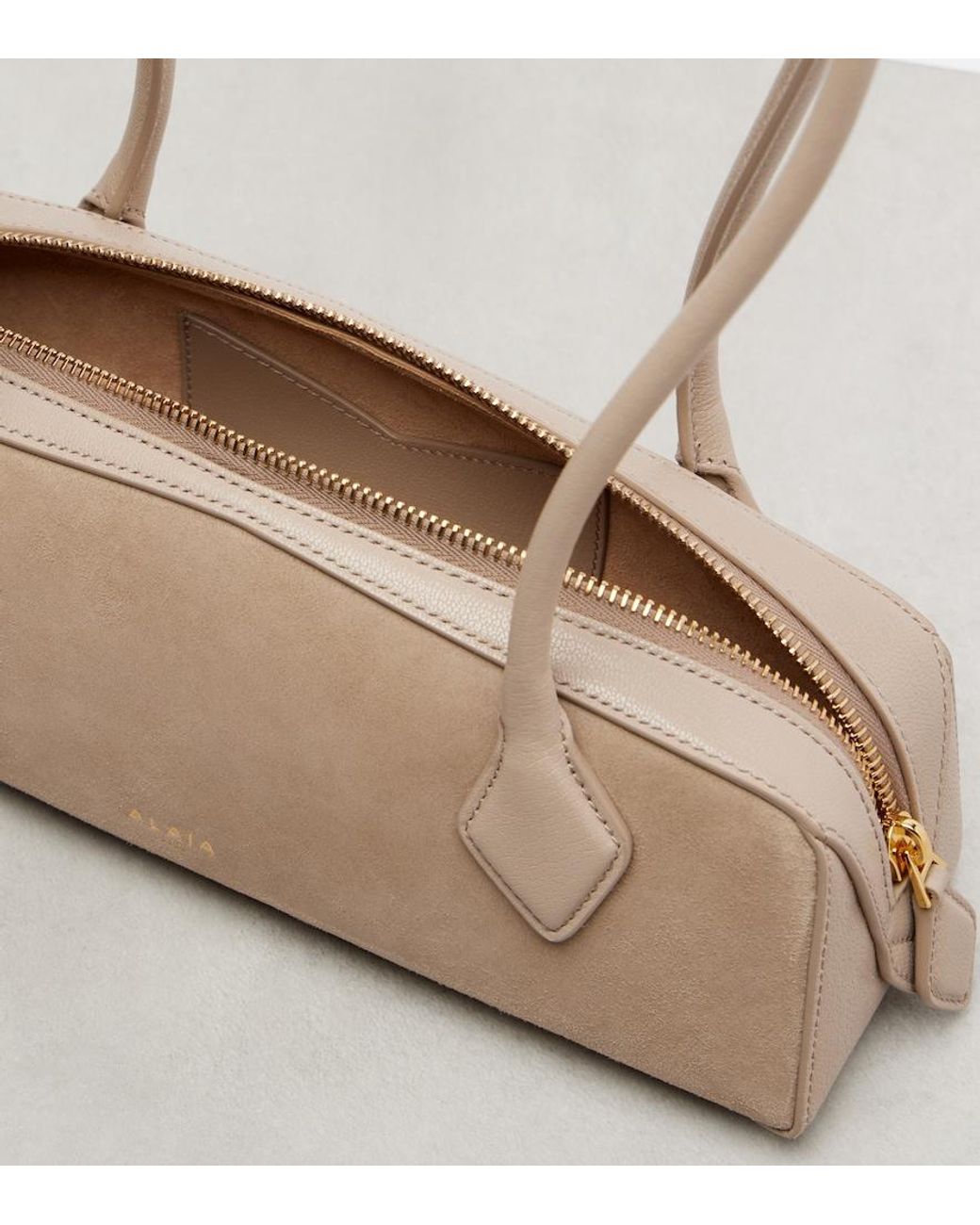 Alaïa Natural Le Teckel Small Suede Shoulder Bag