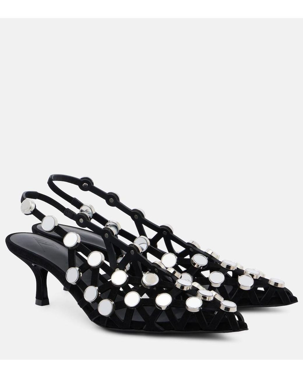 The Attico Black Embellished Leather Mules