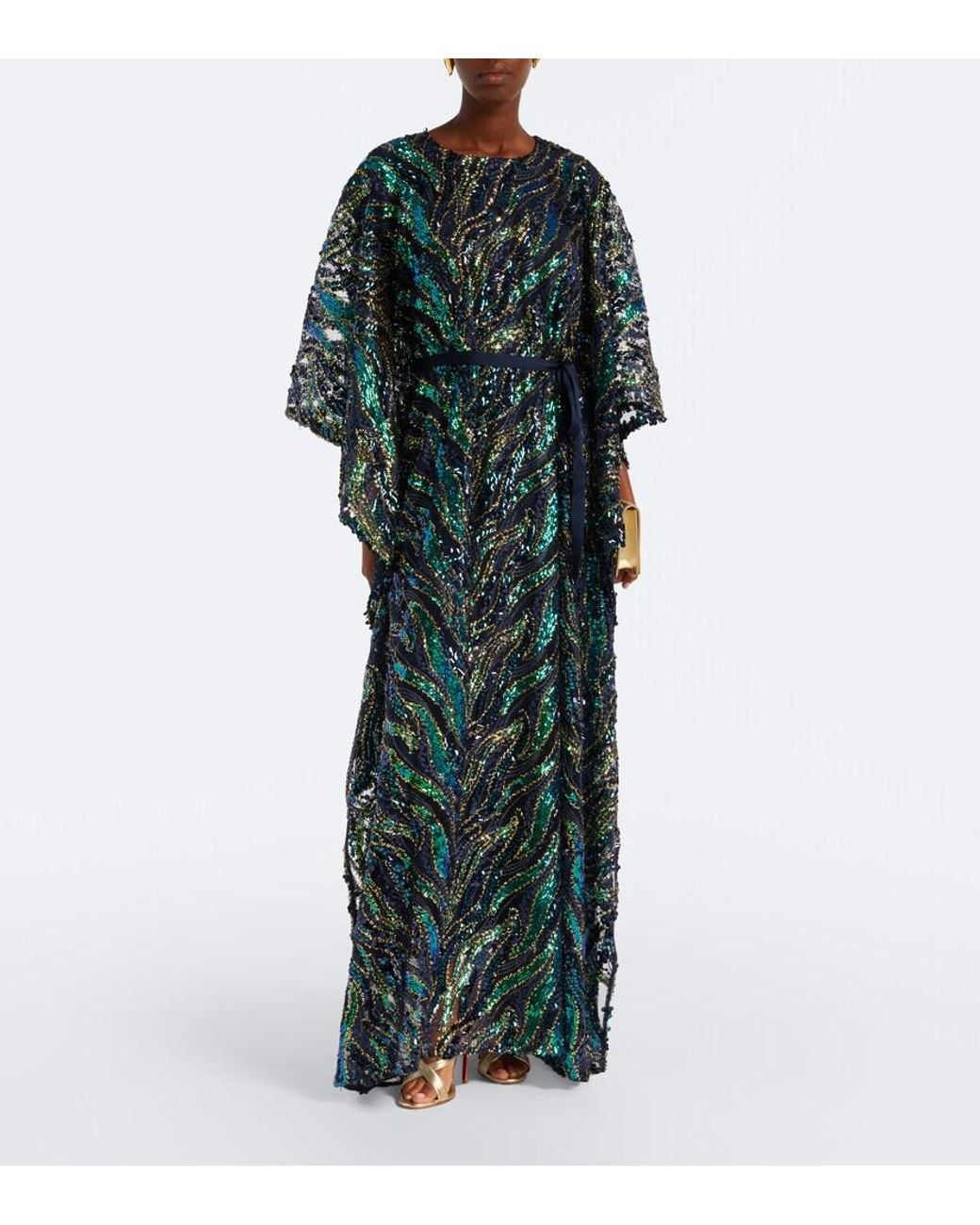 Taller Marmo Green Firefly Sequined Kaftan
