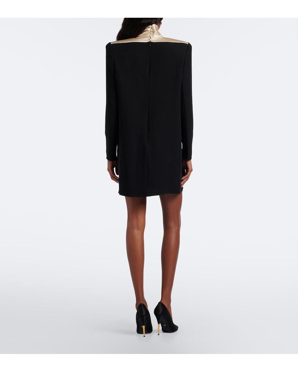 Valentino Garavani Black Cady Couture Satin-Trimmed Minidress