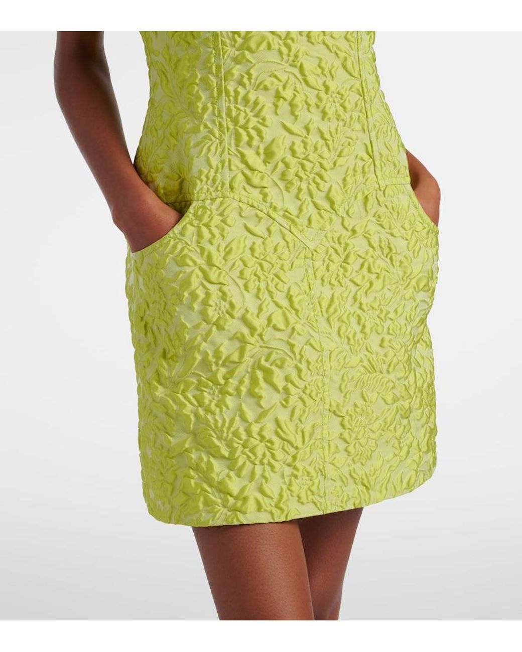 Emilia Wickstead Green Eliezer Floral Cloque Minidress