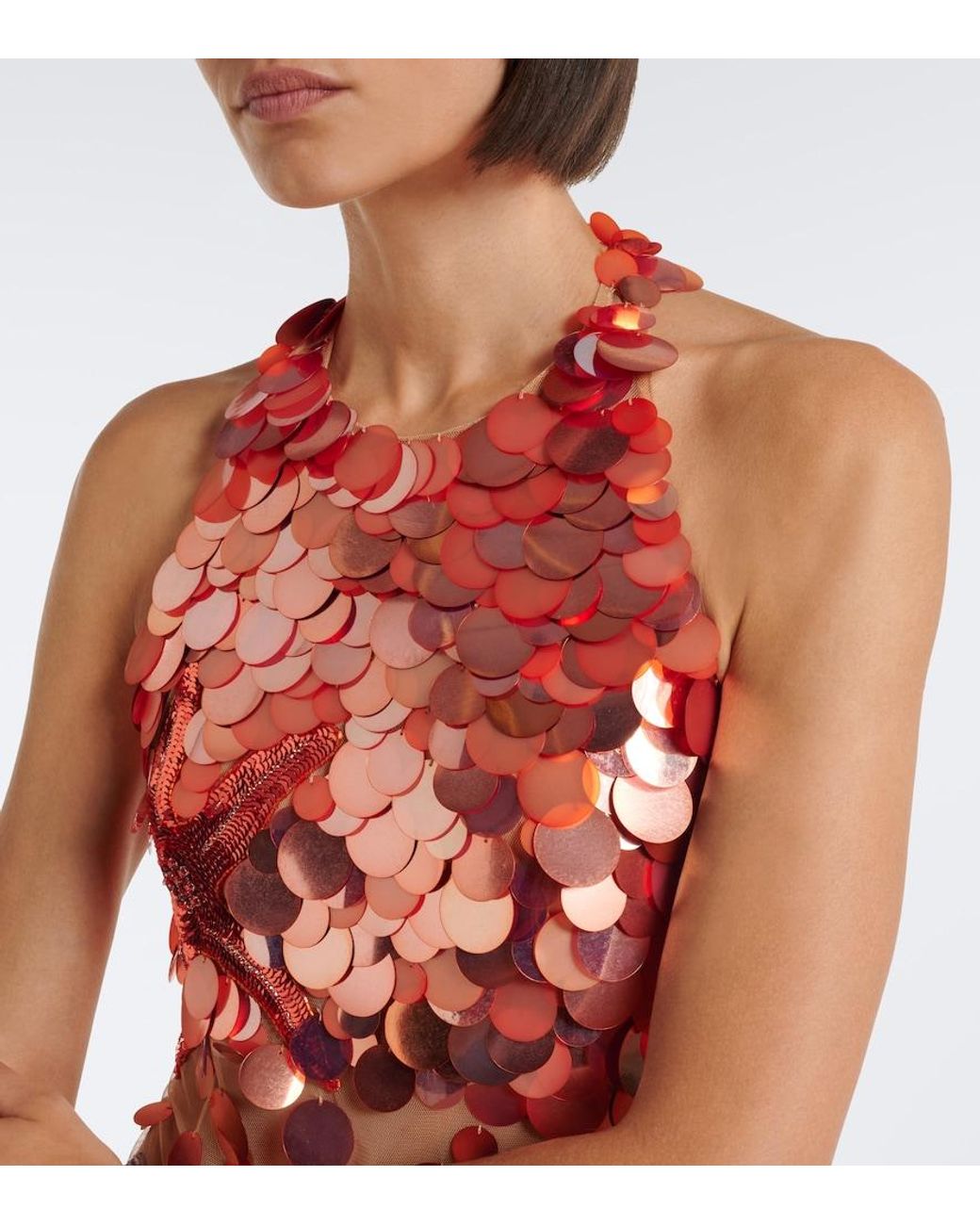 retroféte Red Dorothy Embellished Halterneck Minidress