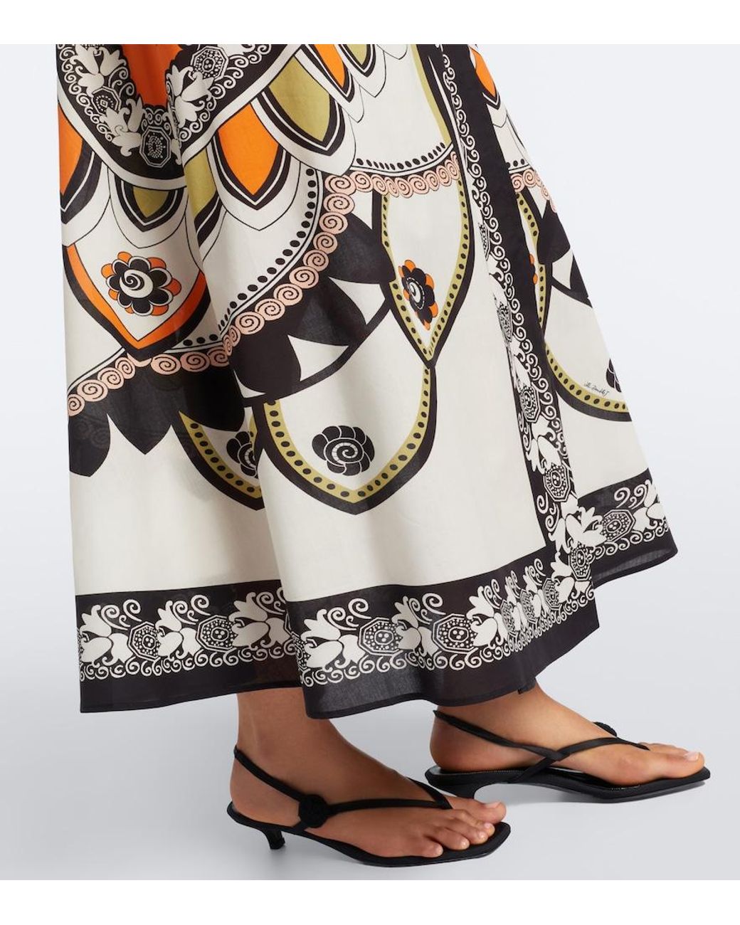 LaDoubleJ White Sarong Printed Cotton Muslin Wrap Skirt