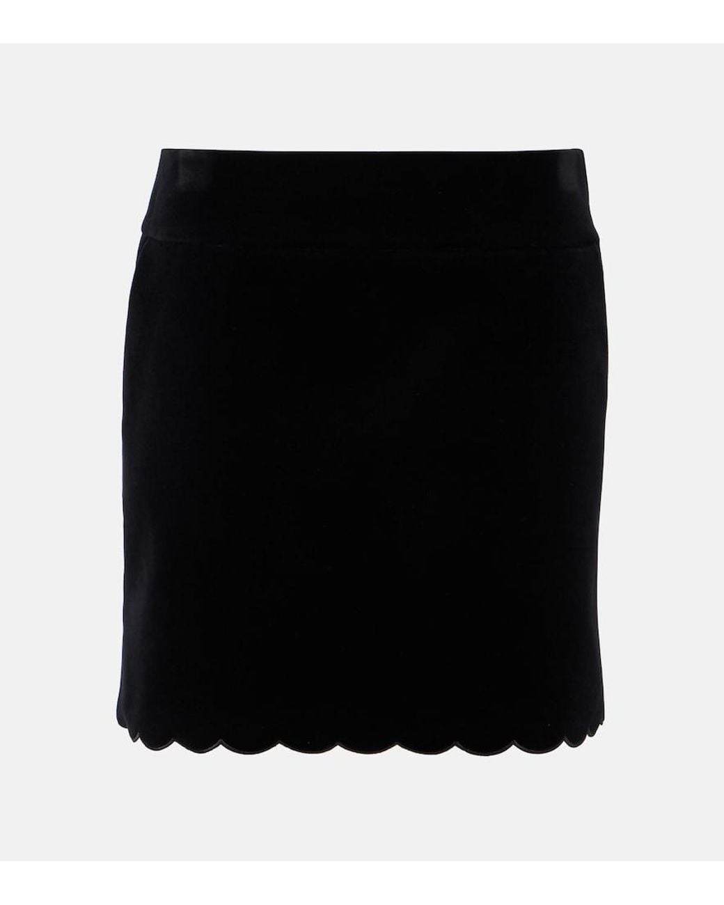 Chloé Black Scalloped Cotton Velvet Miniskirt