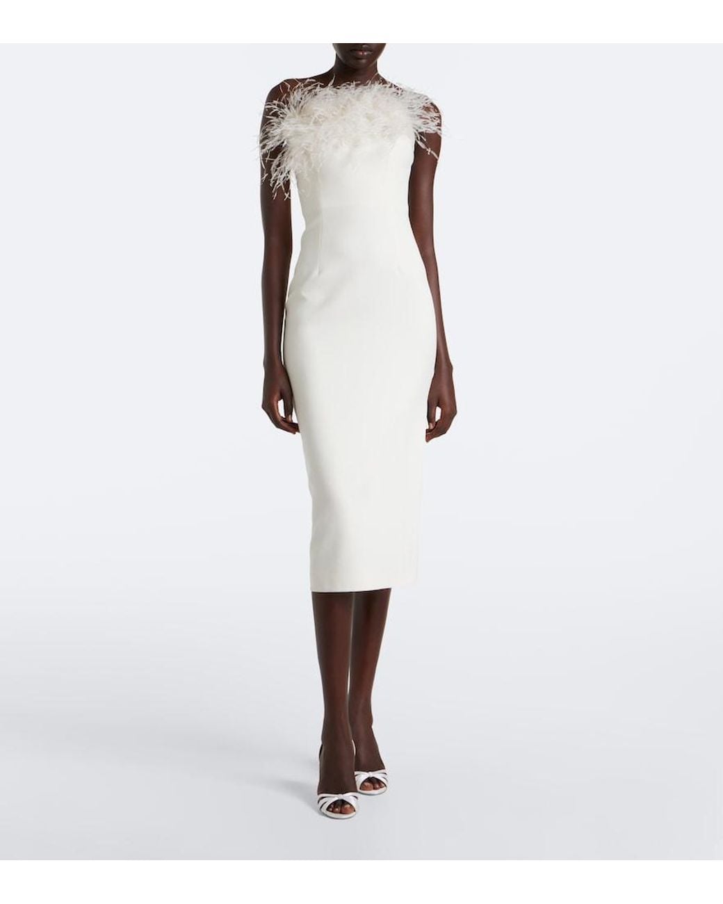 Safiyaa White Bridal Aerine Crepe Cocktail Dress