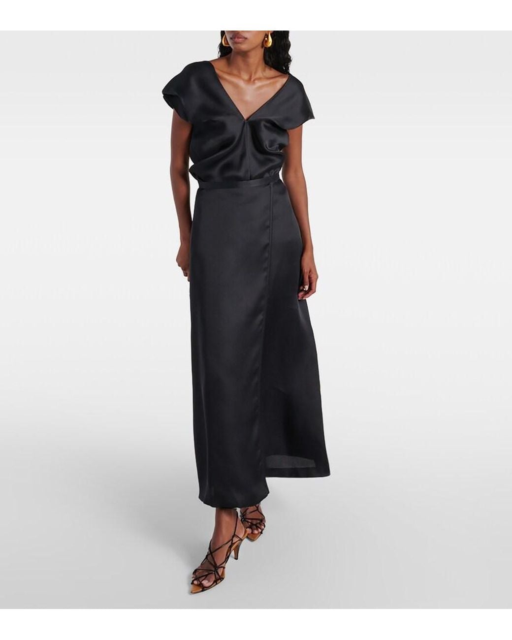 Khaite Black Mila Silk Maxi Skirt