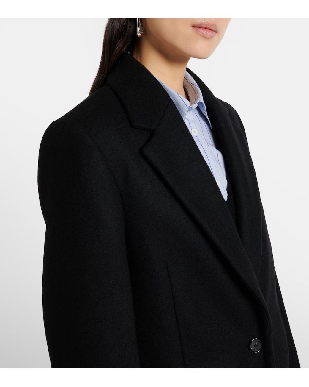 Totême Black Wool-Blend Coat
