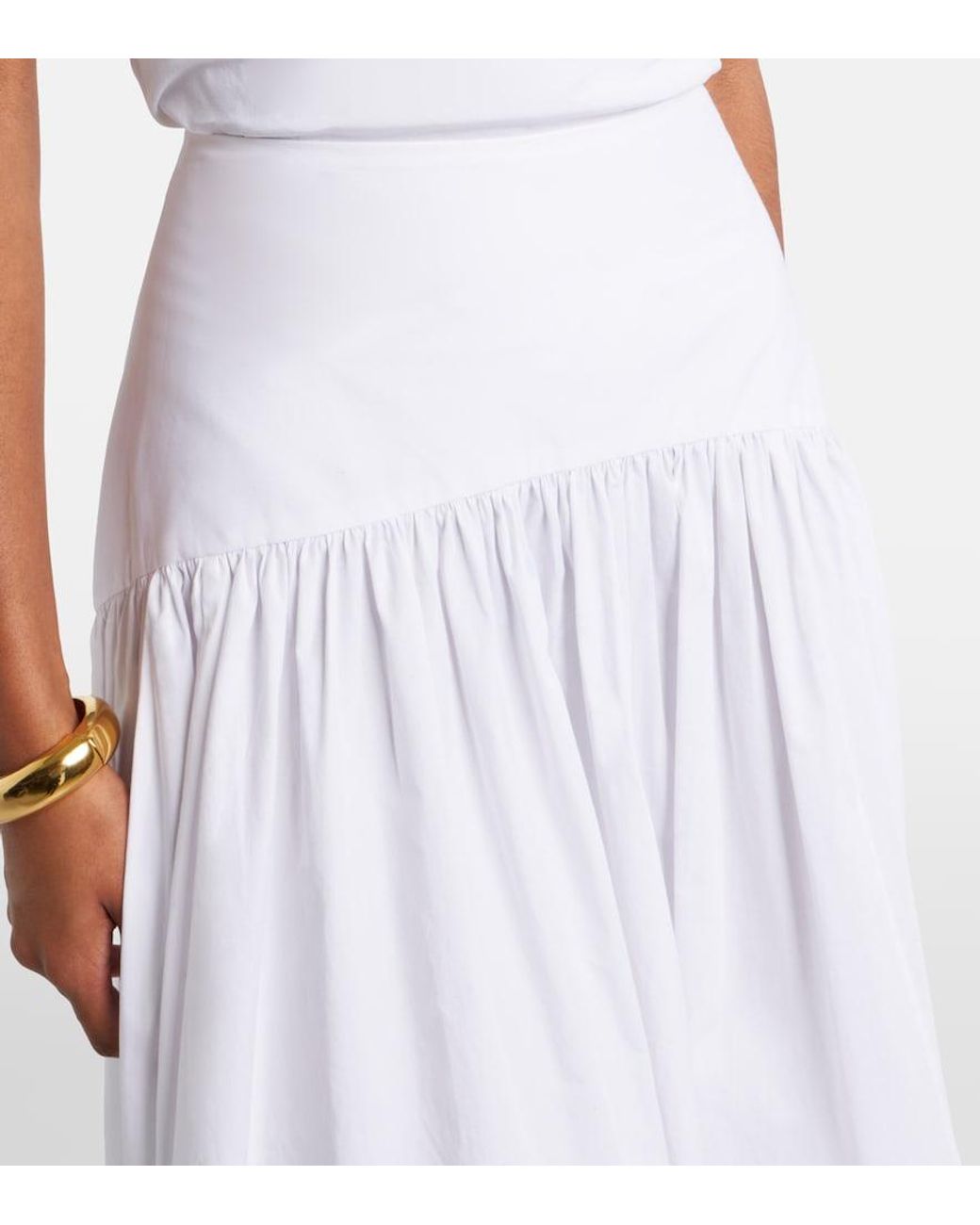 Staud White Procida Cotton Poplin Maxi Skirt