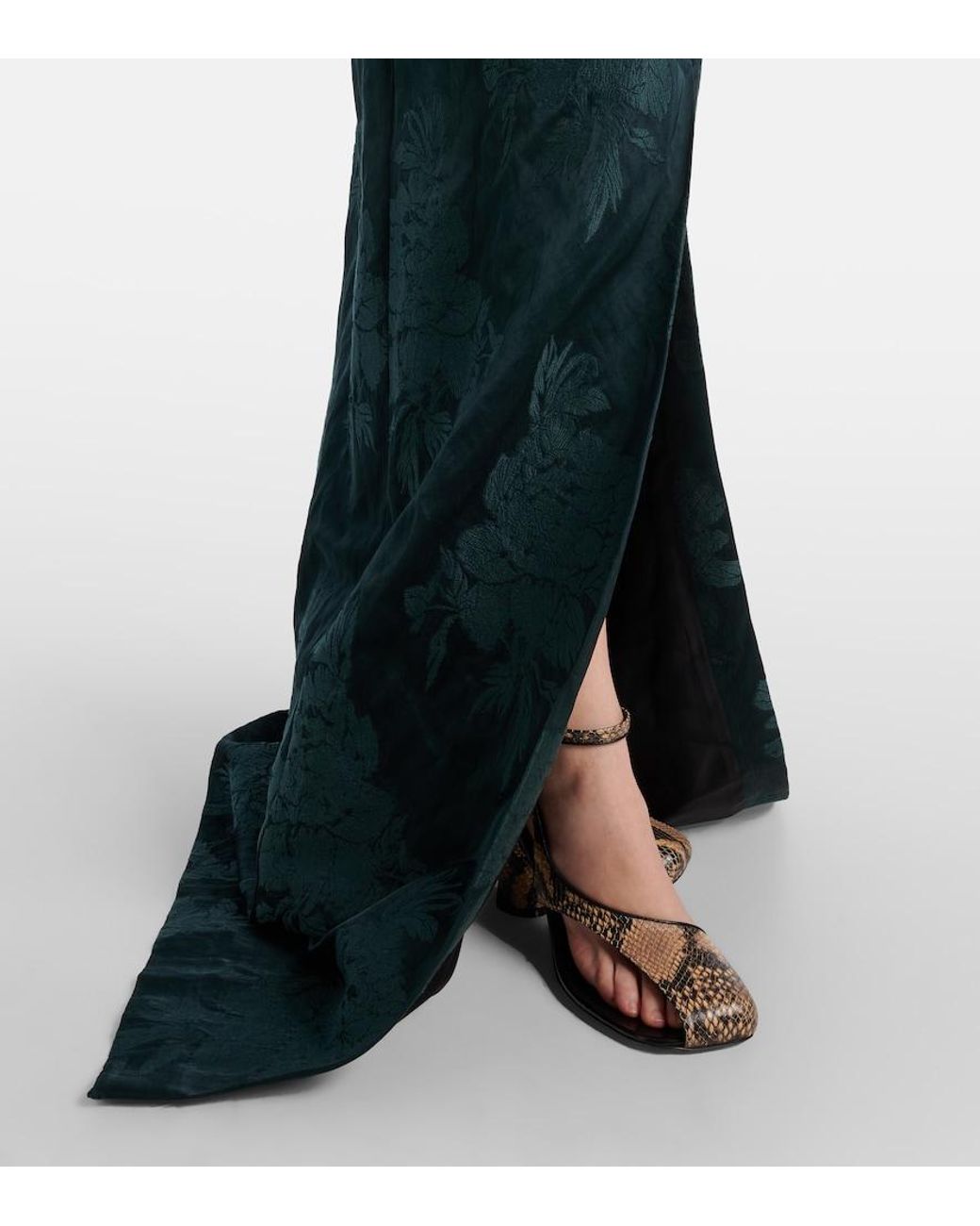 Dries Van Noten Blue Floral Jacquard Gown