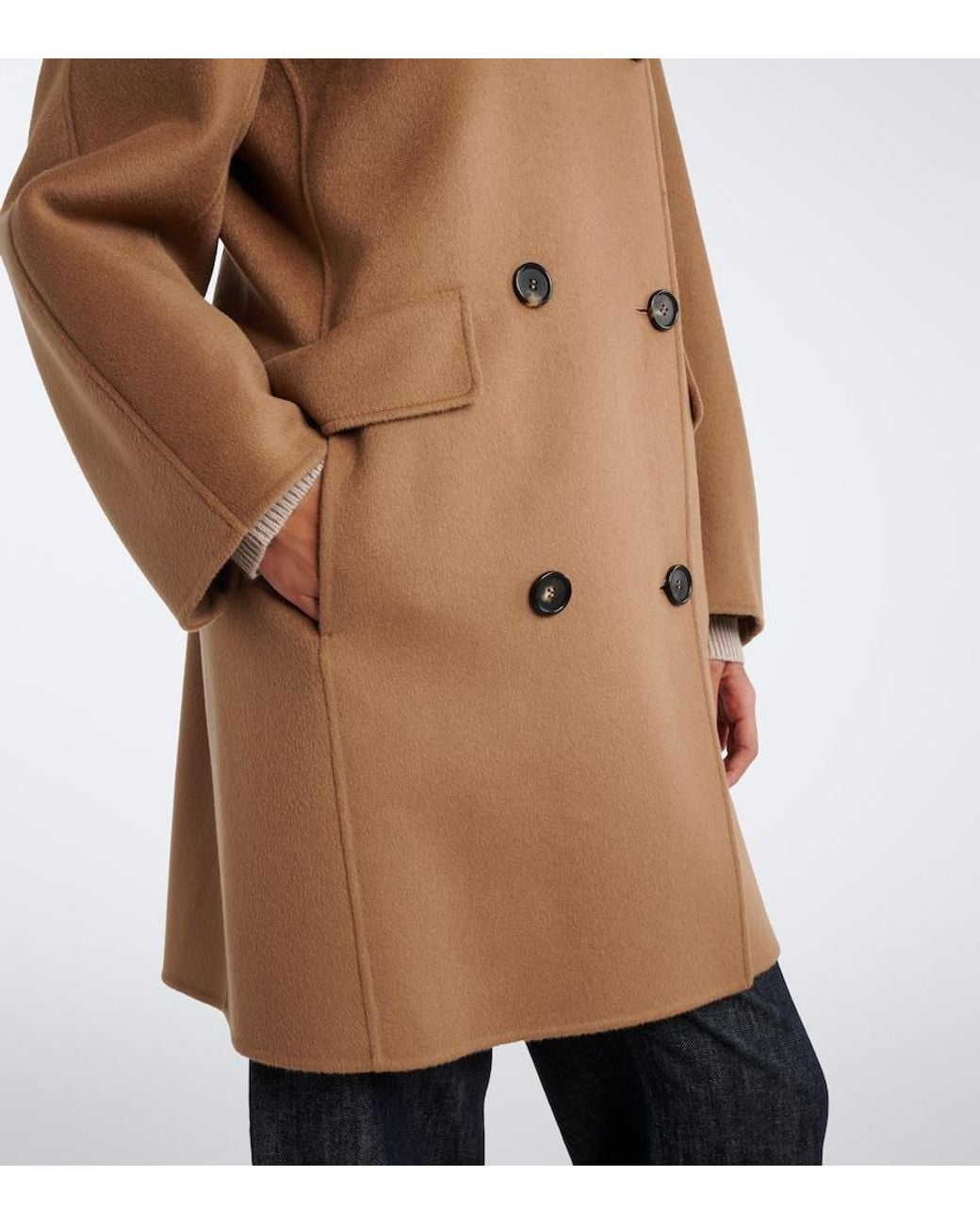 Max Mara Brown Double-Breasted Virgin Wool Coat