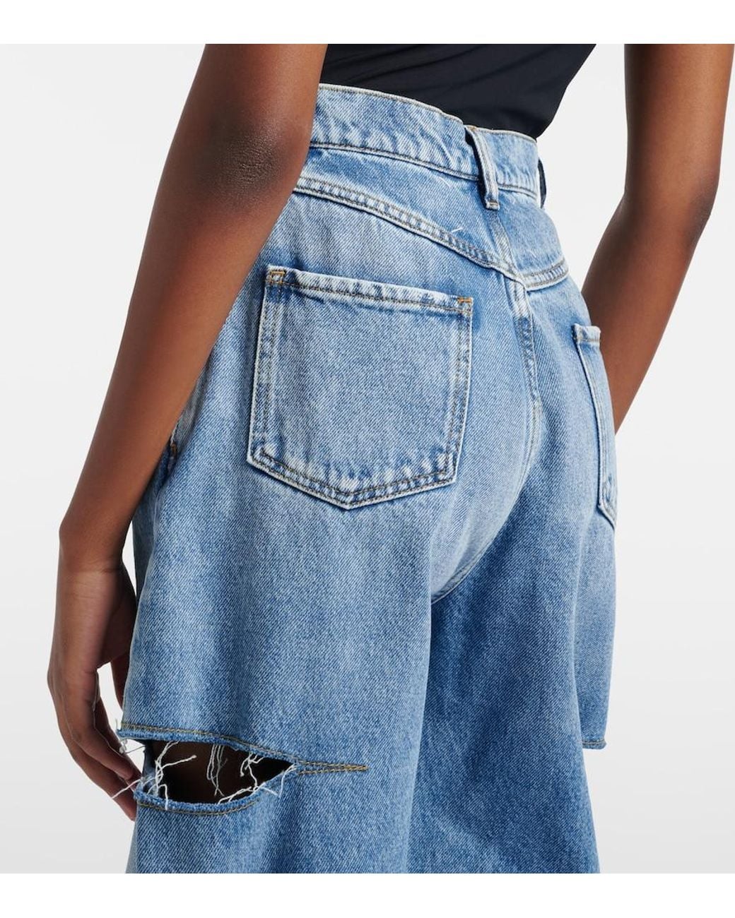 Maison Margiela Blue Cutout High-Rise Wide-Leg Jeans