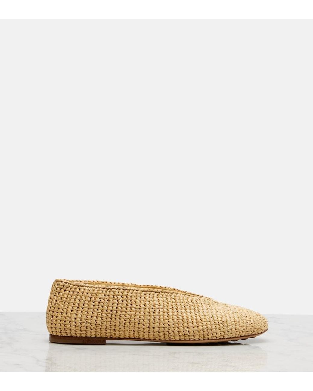 Bottega Veneta Natural Rosa Raffia Ballet Flats