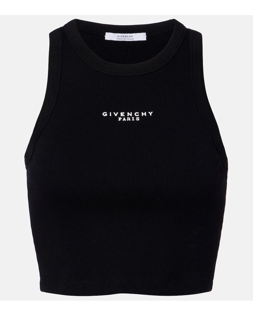 Tank Top Cropped De Algodon Con Logo Givenchy de color Black