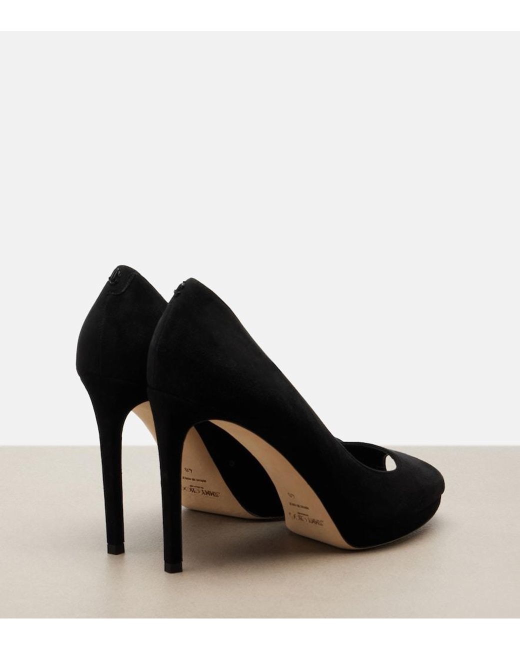 Jimmy Choo Black Riya Suede Peep-Toe Pumps