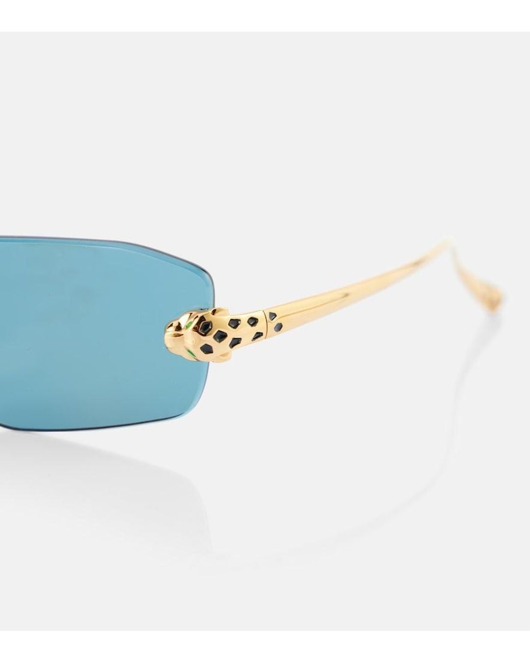 Cartier Blue Panthere De Cartier Rectangular Sunglasses