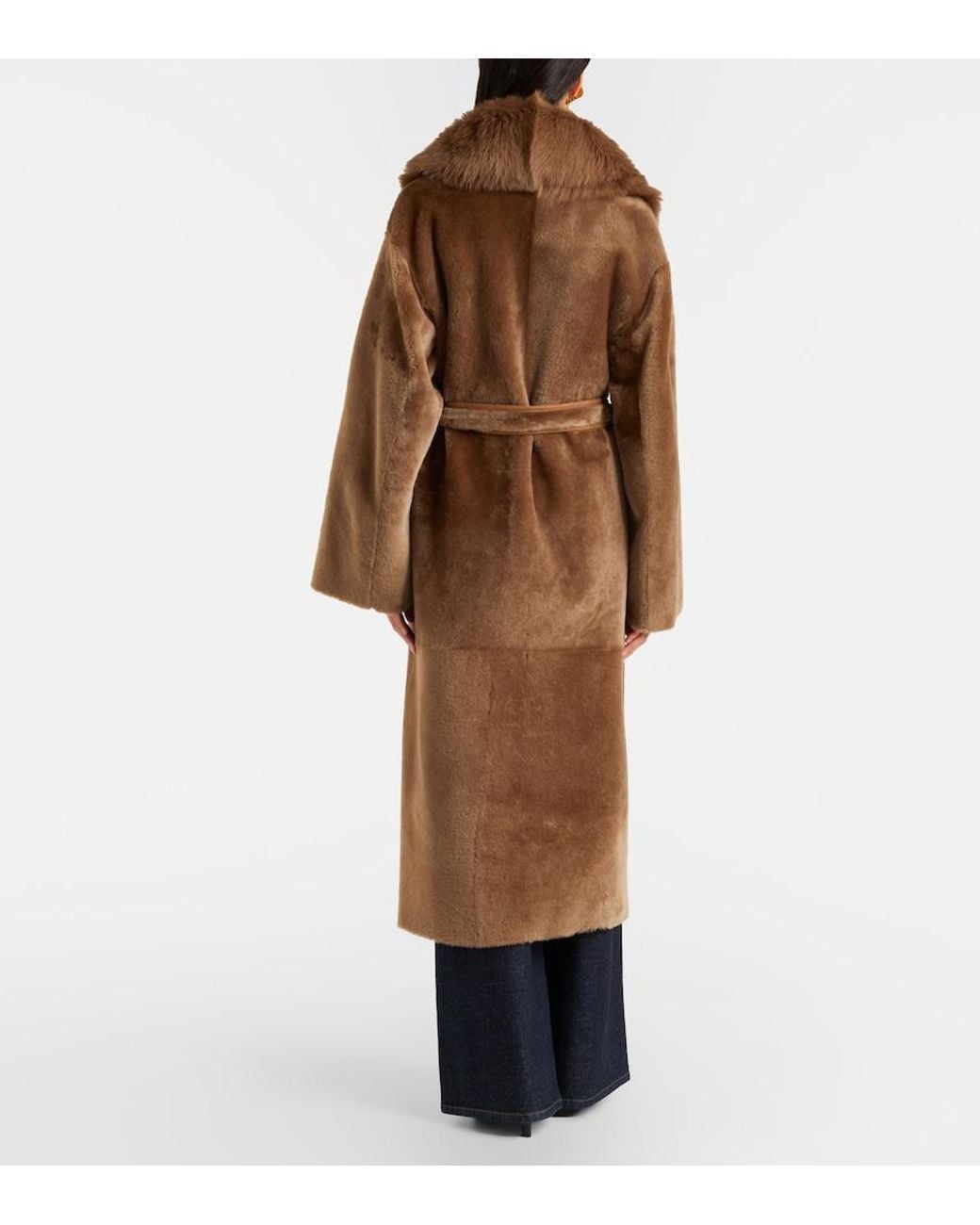 Nour Hammour Brown Isadora Shearling Wrap Coat