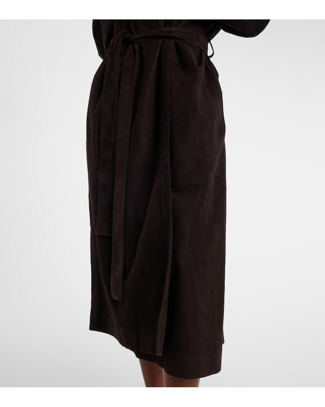 The Row Black Solana Suede Wrap Coat
