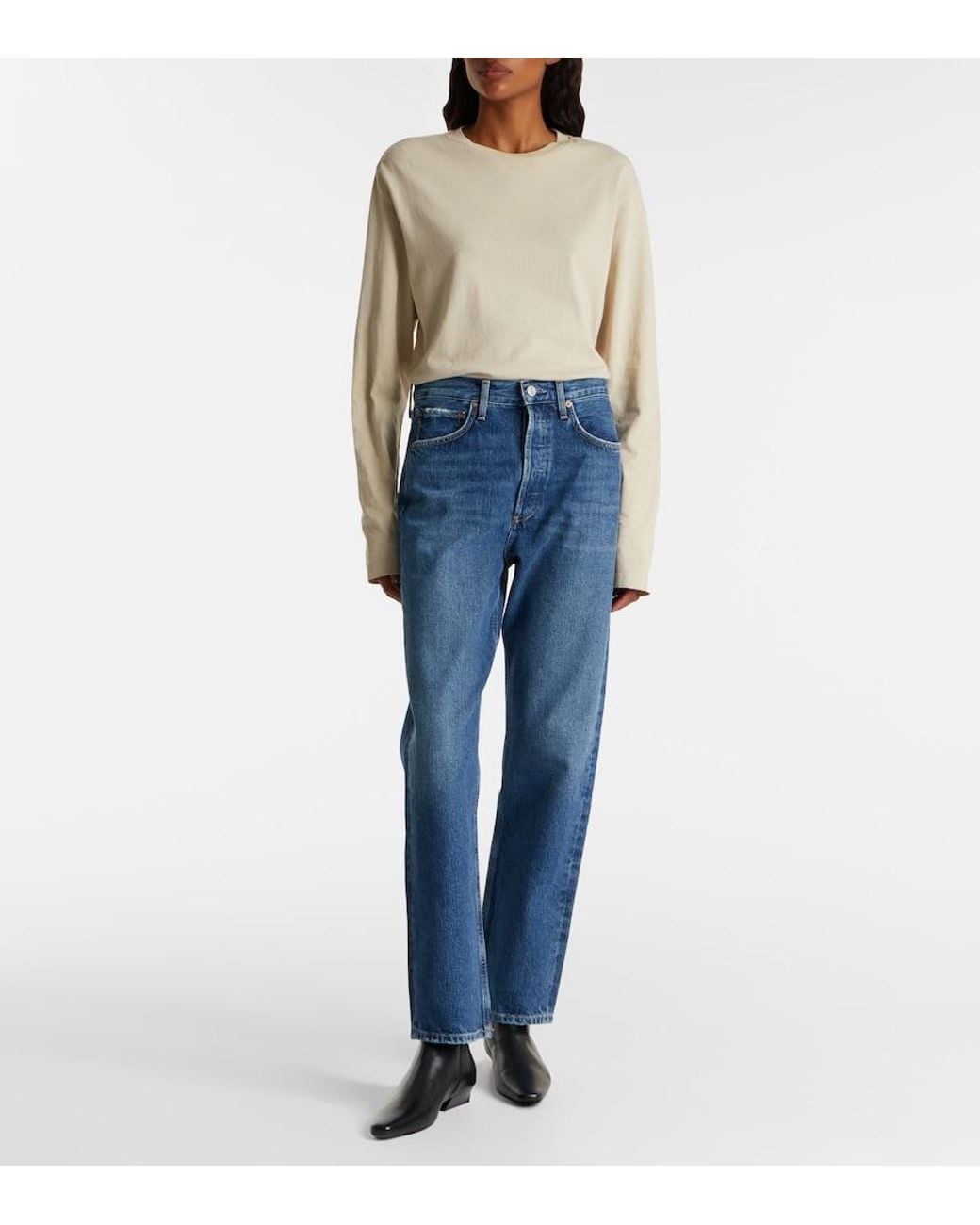 Agolde Blue '90S Mid-Rise Straight Jeans