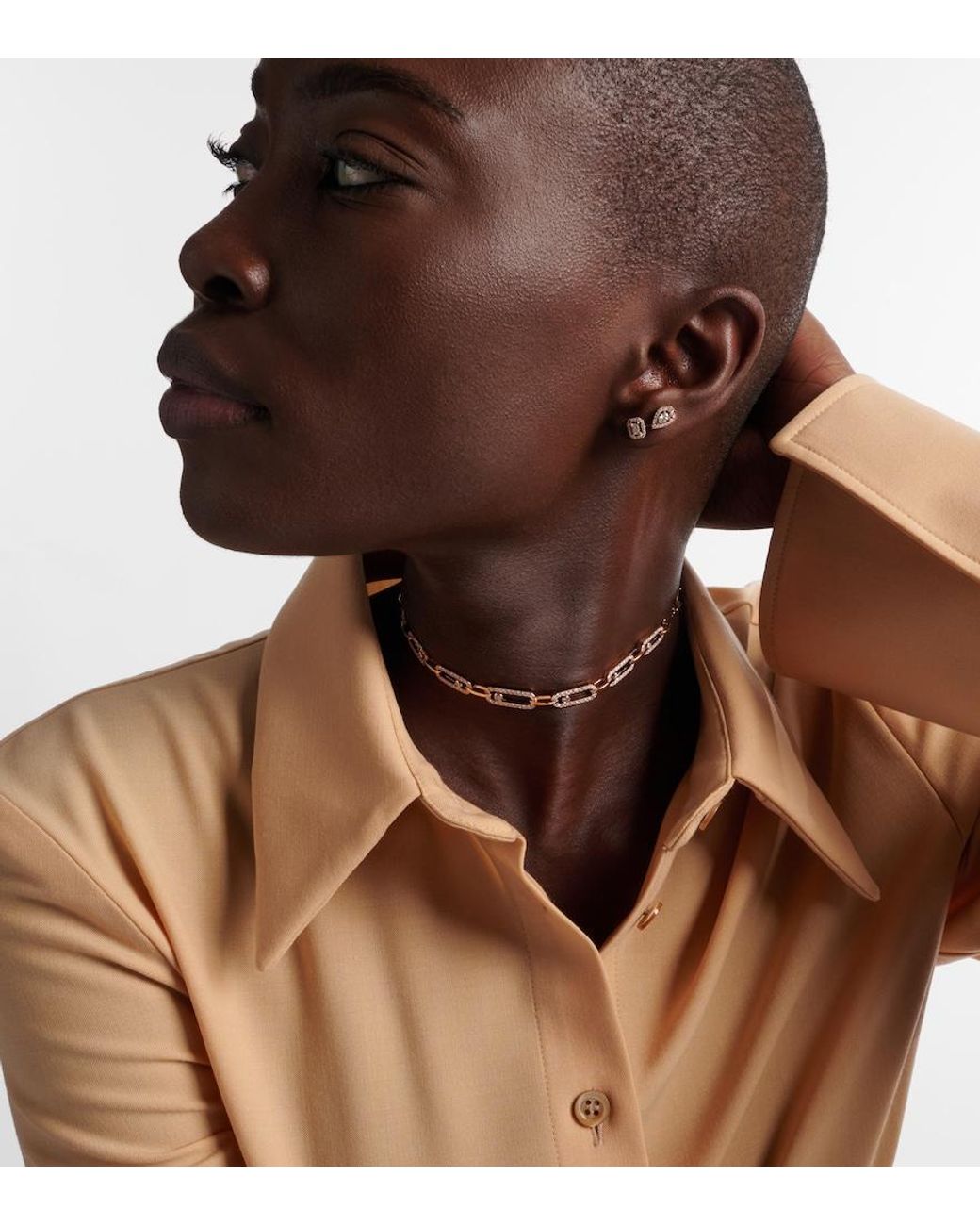 Messika Metallic Move Link 18Kt Rose Choker With Diamonds