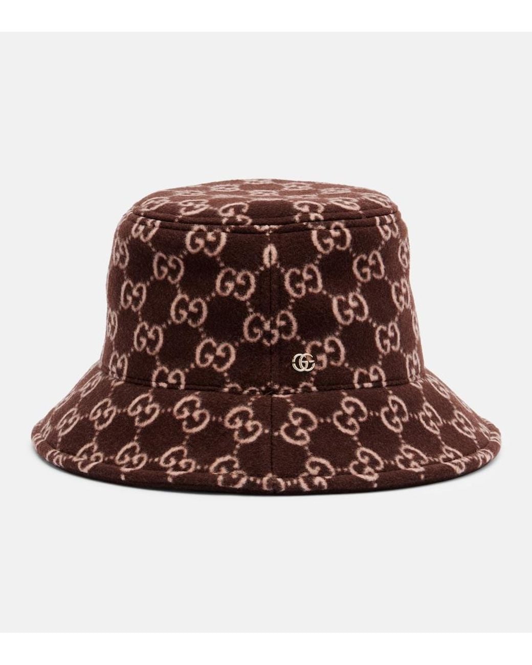 Gucci Gg Wool Bucket Hat in Brown | Lyst