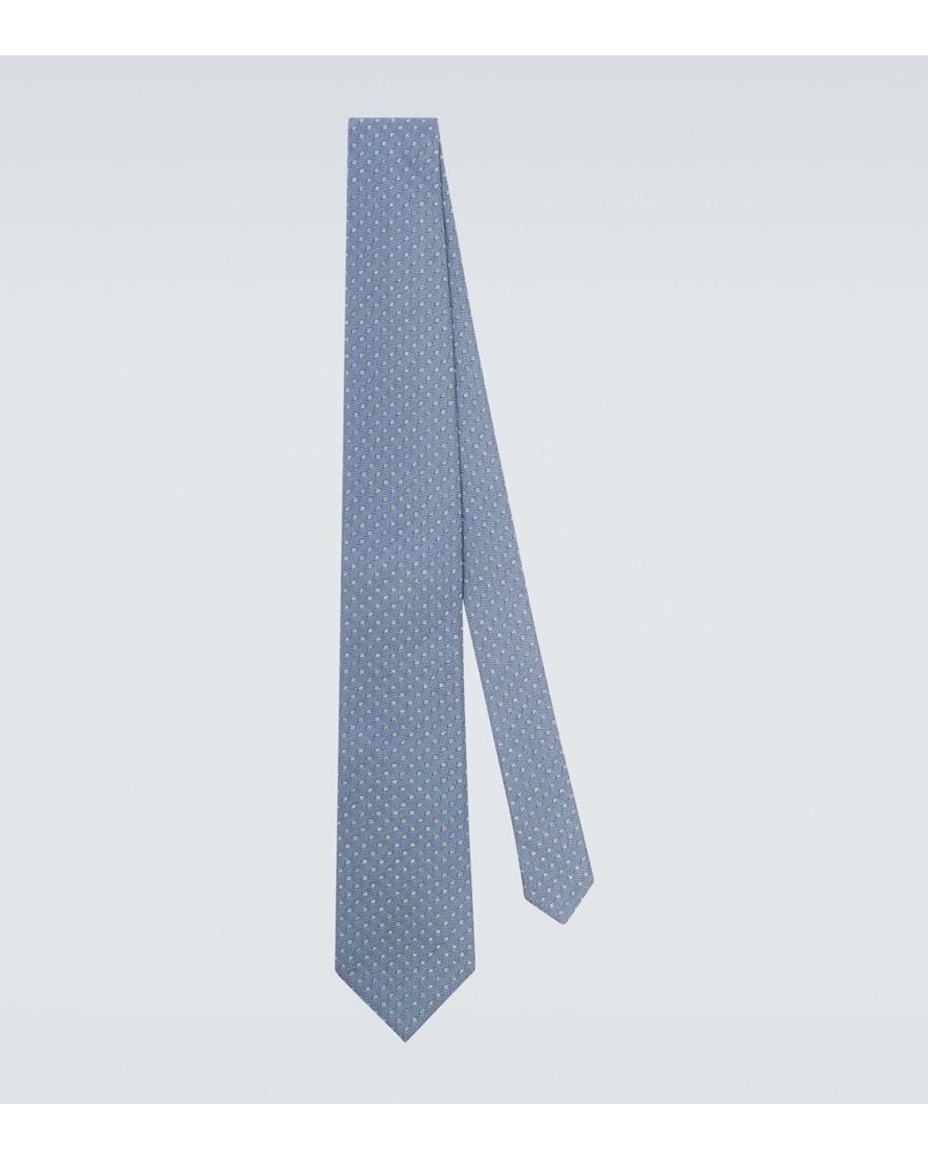 Brunello Cucinelli Blue Silk Jacquard Tie for men